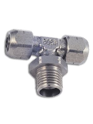 Swiveling T-quick connector with BSPT male thread