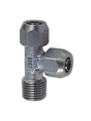 Swiveling T-quick connector at the side with BSPT male thread