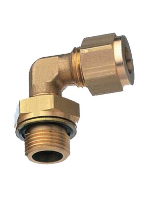 L-threaded fitting with rotatable BSPP external thread