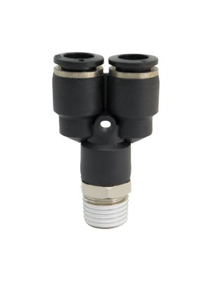 Rotatable Y-connector with BSPT male thread nickel plated