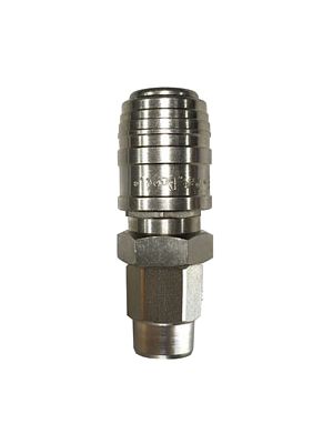 Quick coupling connector with push-in fitting
