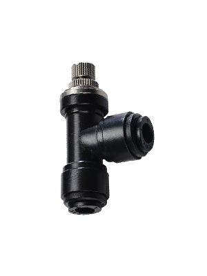 Elbow metric flow regulator