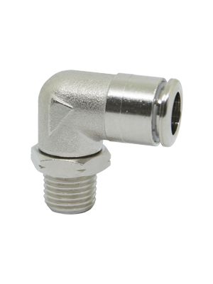 Swiveling L-plug connector with NPT & UNF thread nickel-plated