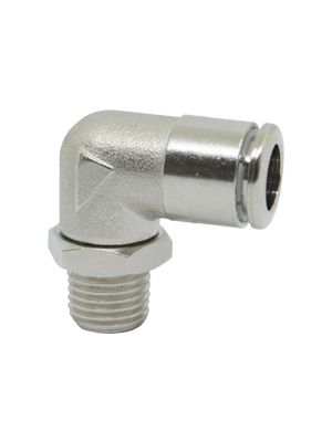 Swiveling L-connector with BSPT male thread, nickel-plated