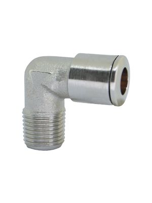 L-connector with BSPT male thread, nickel-plated