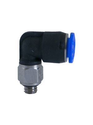 Compact swivel male L-connector with BSPP & metric thread nickel plated