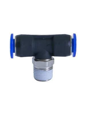Compact swivel male T-connector with nickel-plated BSPT thread