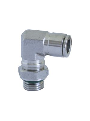 Swivel male L-connector with BSPP & metric thread