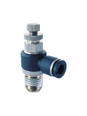L-flow regulator with NPT and UNF thread unidirectional nickel-plated, handle regulation