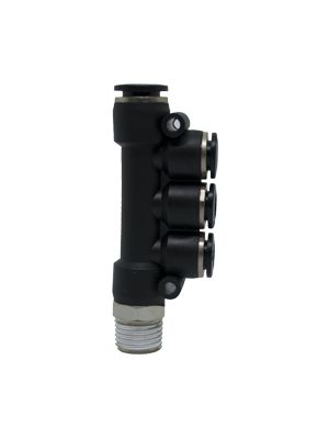 Rotatable male multi-T plug connector with BSPT thread nickel-plated