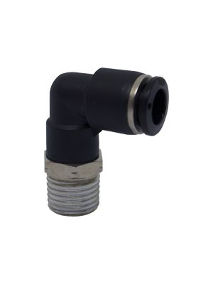 Swiveling L-connector with BSPT male thread, nickel-plated