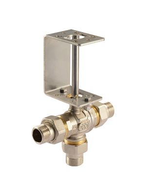 Comparato - 3-way ball valve with spacer for Diamant PRO actuator, full bore, DN25, PN16, 1 ", M / M / M