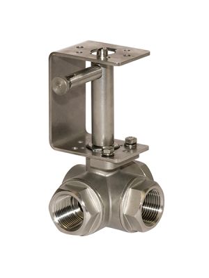 Comparato - Ball Valve with Spacer and Manual Override for Diamant PRO Actuator, Stainless Steel (Aisi 316), Full Through, T Bore, DN10, PN64, 3/8 '', W / W / W