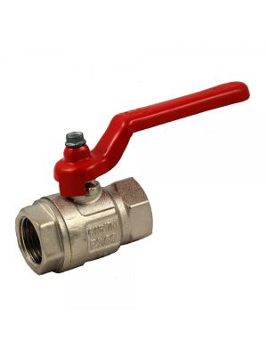 Standard ball valve, nickel-plated brass, 2x IG, red lever handle