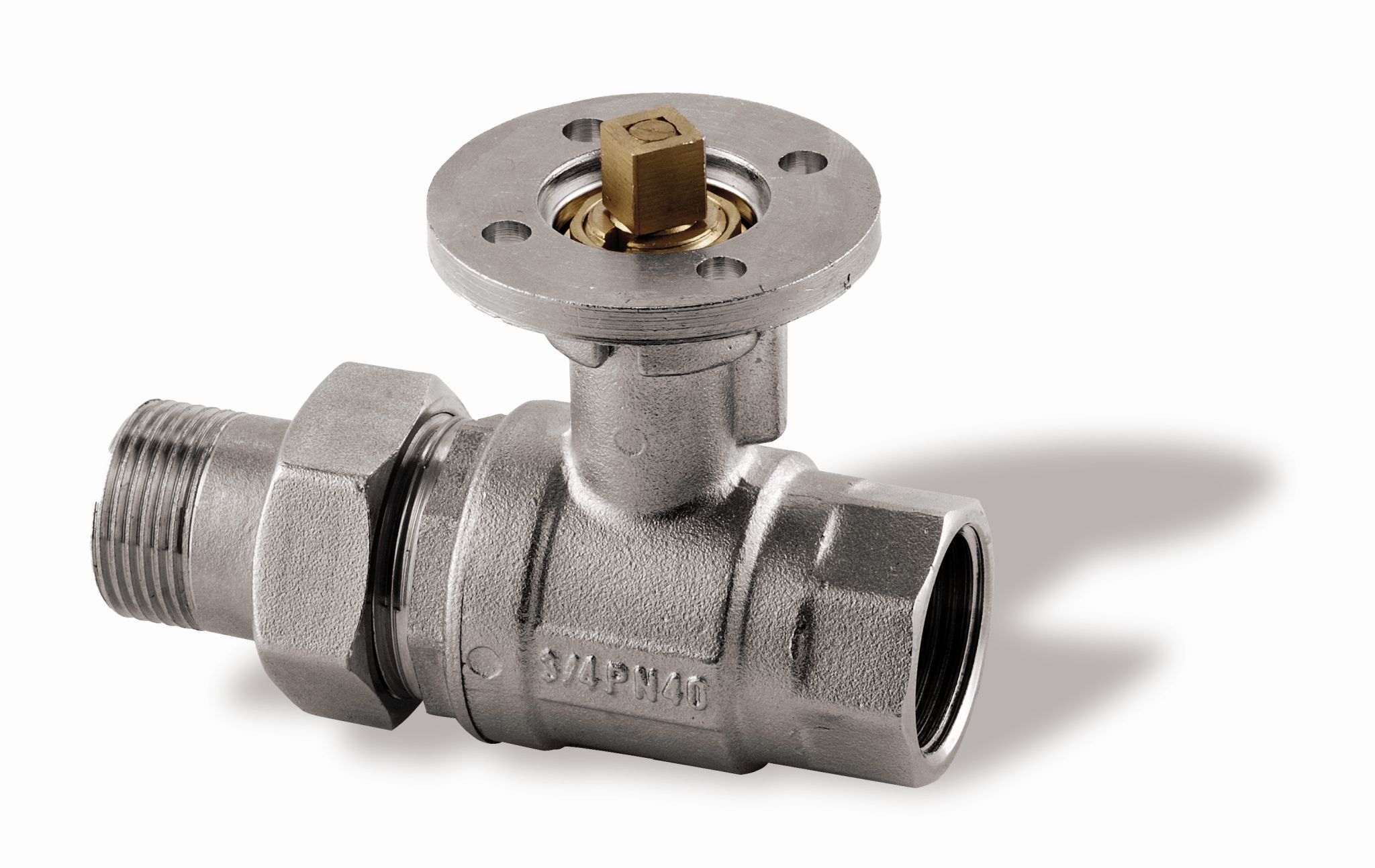 Ball valve in nickel plated brass, full bore, flange ISO 5211, DN15, PN32, 1/2, W/M