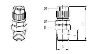 Gerader Einschraub-Verschraubung, O.D. Schlauch 6.4 mm, Außengewinde R 1/8