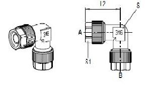 L-Verbinder, für Schlauch A D/d 6/4 mm, für Schlauch für B D/d 6/4 mm