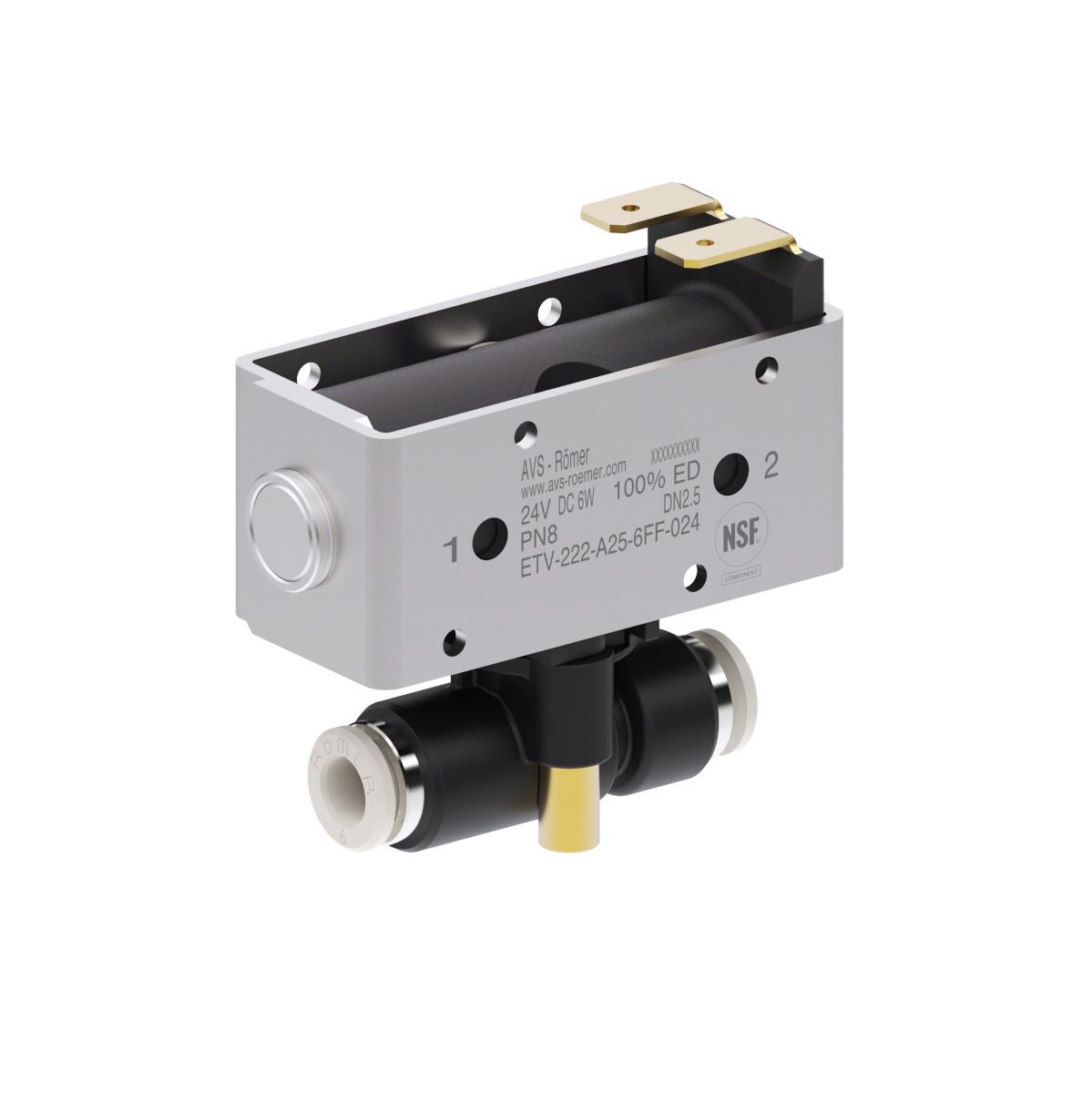 3/2-Way Coaxial Solenoid Valve with separating membrane - Type ETV Series 200 - DN: 2 - ETV-219-F20-6PF-024/=-U0