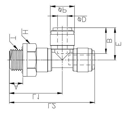 T-Steckanschlussverbinder Push-In, Aussengewinde 1/8 BSPP,G, O.D. Schlauchgroesse 4mm