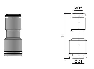 Reduced connector, stainless steel AISI 316L