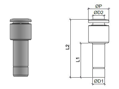 Adpater, stainless steel AISI 316L