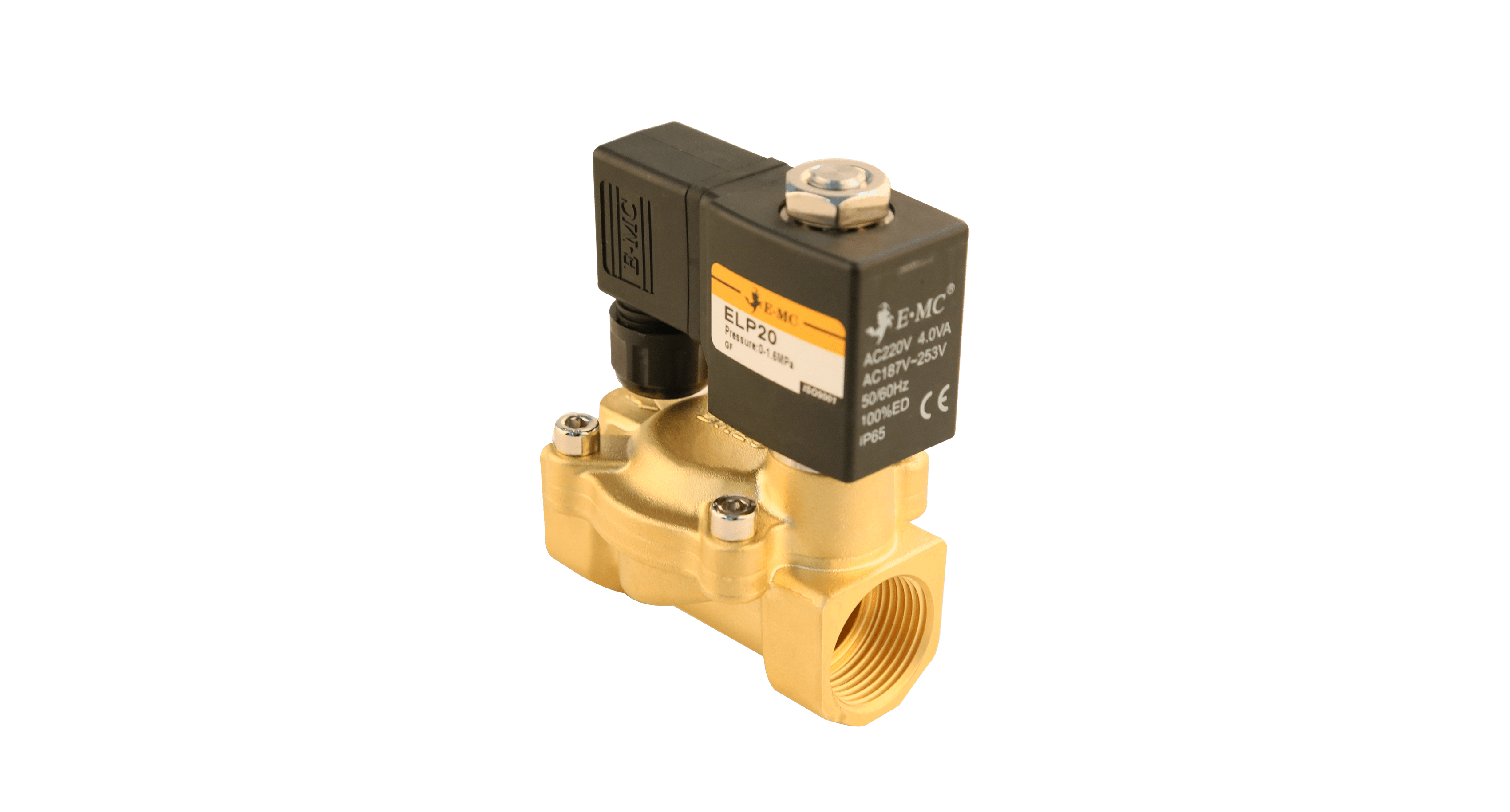 2-way brass solenoid valve, G 3/4, normally closed, servo-controlled, 24VDC, G 1/2 ", brass, normally closed, servo-controlled