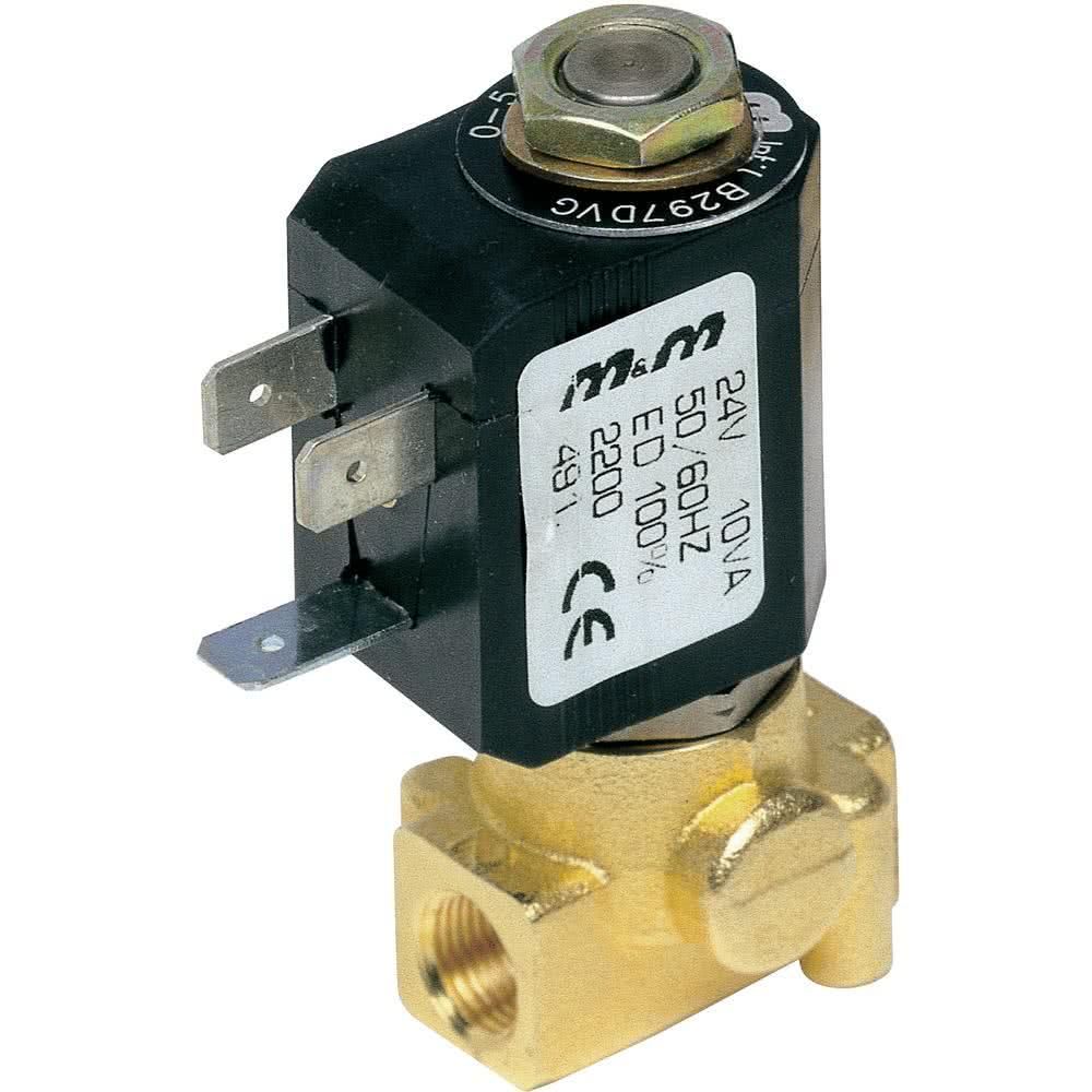 2-way solenoid valve, G 1/8 ", brass, normally closed, direct operated