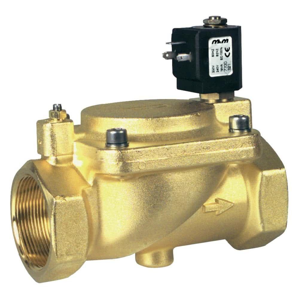 2-way solenoid valve, G 1 1/4 ", brass, normally open, servo-controlled