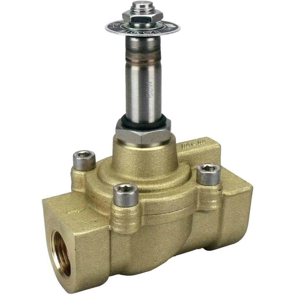 2-way solenoid valve, high pressure, G 3/8 ", brass, normally closed, servo-controlled