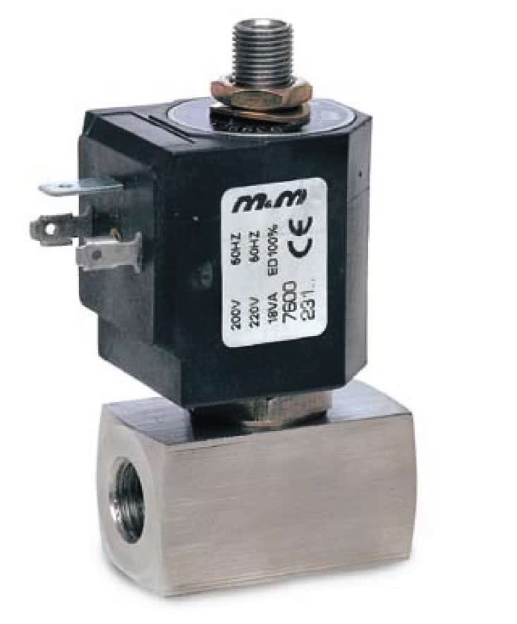 3-way solenoid valve, G 1/4 ", stainless steel, normally closed, direct operated