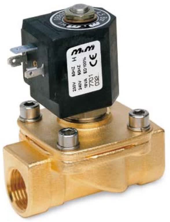 2-way solenoid valve, steam, G 1/4 ", brass, normally closed, servo-controlled