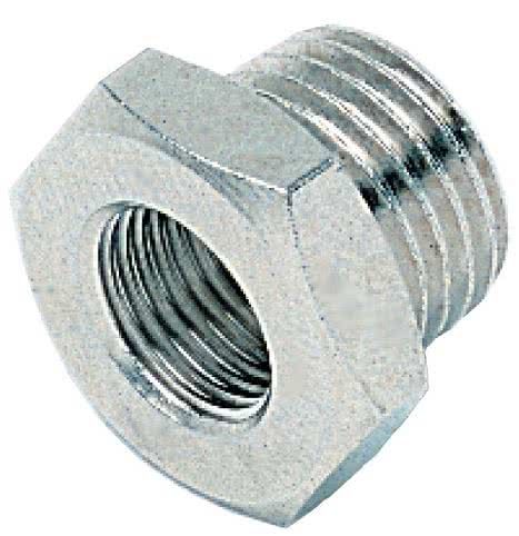 Threaded fitting, reducer cylindrical, nickel-plated brass, G 1/2 "male to G 1/8" female thread