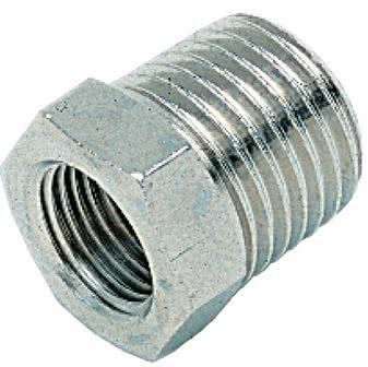 Threaded fitting, reducer cylindrical / conical, nickel-plated brass, R 1 "male to G 1/2" female