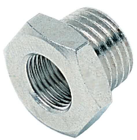 Threaded fitting, reducer cylindrical, nickel-plated brass, G 3/4 "male to G 1/2" female