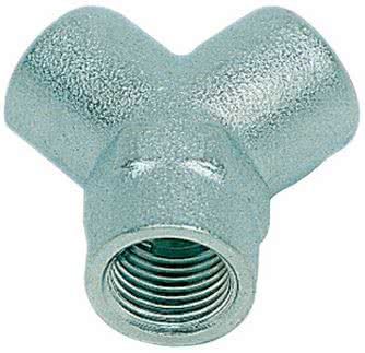 Threaded fitting, Y screwed connection, cylindrical, Y-piece, nickel-plated brass, 3x G 1/8 "female thread