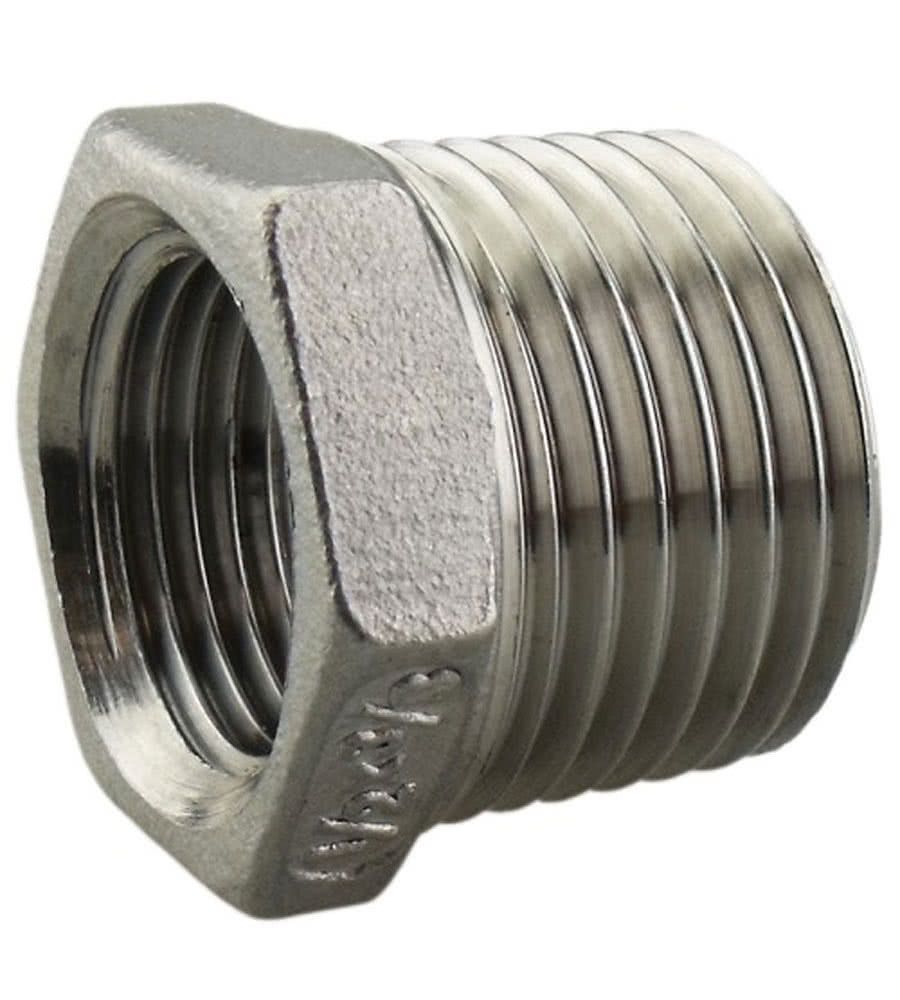 Threaded fitting, reducer cylindrical / conical, stainless steel, R 1/2 "male to G 3/8" female thread