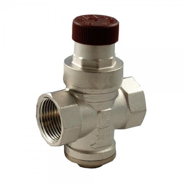 Water pressure regulator, nickel-plated brass, G 1/2 ", control pressure 3 bar, operating pressure 0 - 15 bar