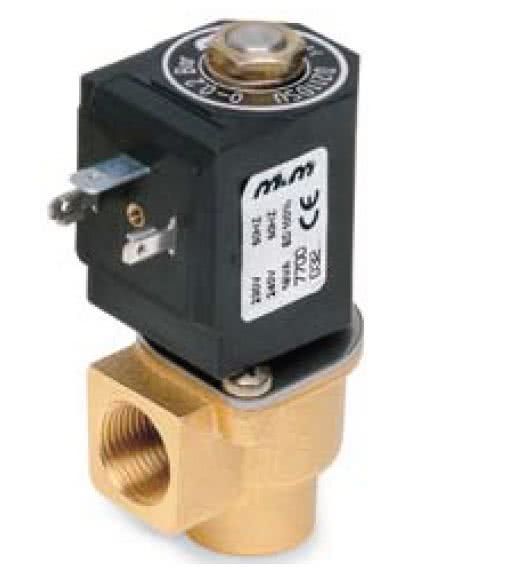 2-way diaphragm solenoid valve, G 3/8 ", brass, normally closed, direct operated