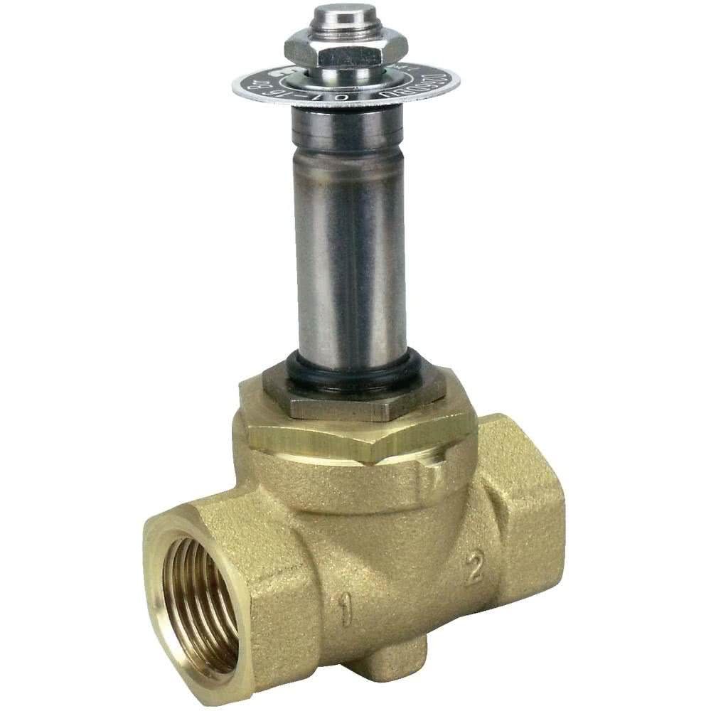 2-way solenoid valve, positively controlled, G 3/8 ", brass, normally closed