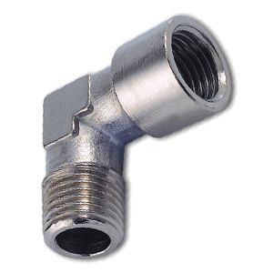 Elbow fitting with BSPT male thread and BSPP female thread