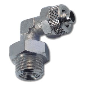 Swiveling L quick connector with BSPP male thread