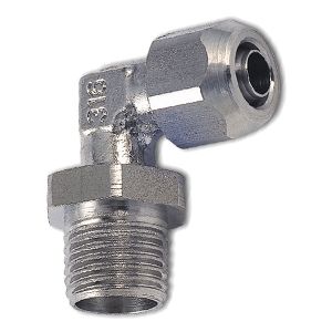 Swiveling L quick connector with BSPT male thread