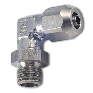 Swiveling L quick connector with BSPP male thread