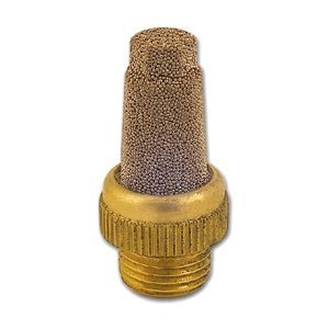 Cone-shaped silencer with hexagon head made of sintered ball bronze, on round brass base