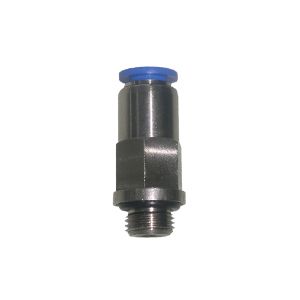 Check valve connector with BSPP and metric thread outlet