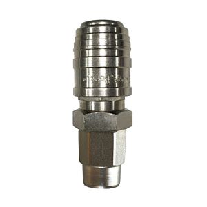 Quick coupling connector with push-in fitting