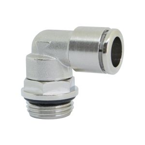 Swiveling L-connector with BSPP & metric thread nickel-plated