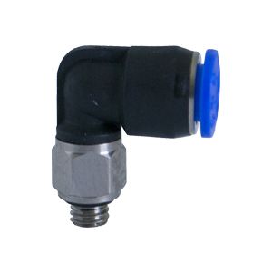 Compact swivel male L-connector with BSPP & metric thread nickel plated