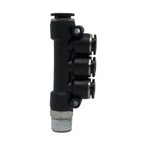 Rotatable male multi-T plug connector with BSPT thread nickel-plated