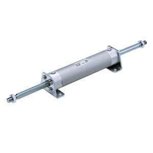 SMC Pneumatic - C (D) G1W-Z, Pneumatic Cylinder with Through Piston Rod, Double Acting, (Foot Axial Direction), (Elastic Damping), 32, 50, Rod End Male Thread, without auto switch